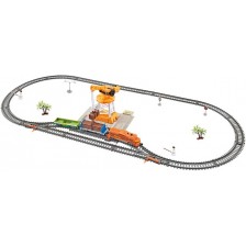 Игрален комплект Zefeng Toys - Товарен влак с релси и кран, 3m